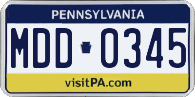 PA license plate MDD0345