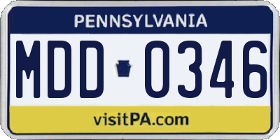 PA license plate MDD0346