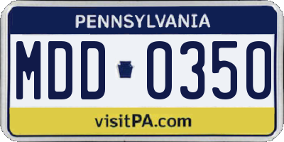 PA license plate MDD0350