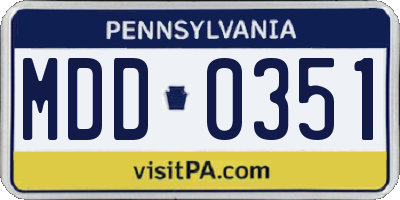 PA license plate MDD0351