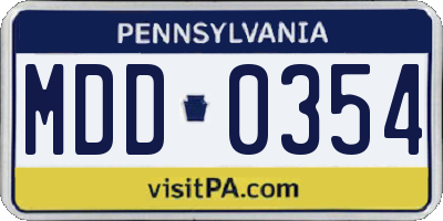 PA license plate MDD0354