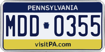 PA license plate MDD0355