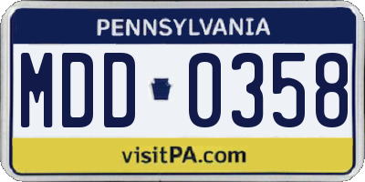 PA license plate MDD0358