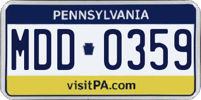 PA license plate MDD0359
