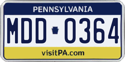 PA license plate MDD0364