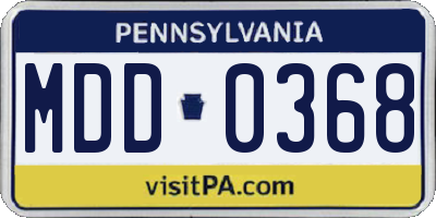 PA license plate MDD0368