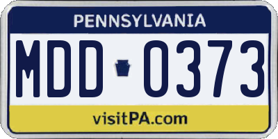 PA license plate MDD0373