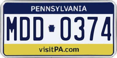 PA license plate MDD0374