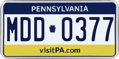 PA license plate MDD0377