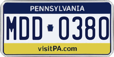 PA license plate MDD0380