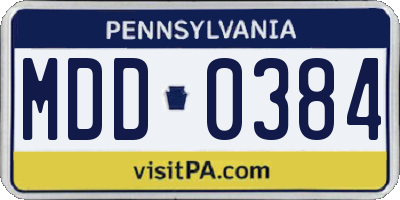 PA license plate MDD0384