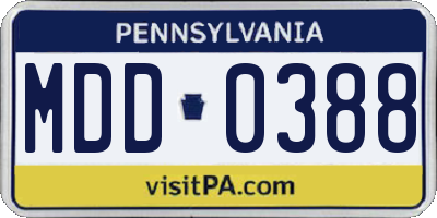 PA license plate MDD0388