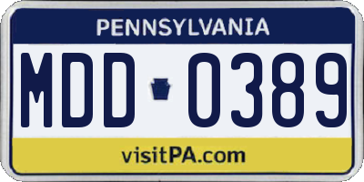 PA license plate MDD0389