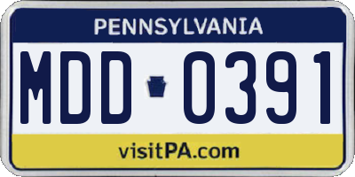 PA license plate MDD0391