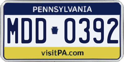 PA license plate MDD0392