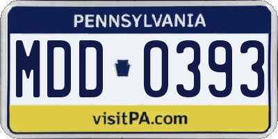 PA license plate MDD0393