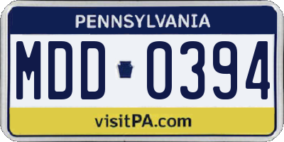 PA license plate MDD0394