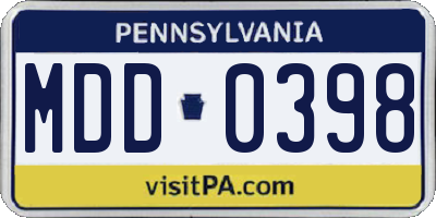 PA license plate MDD0398