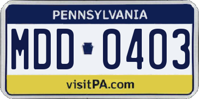 PA license plate MDD0403