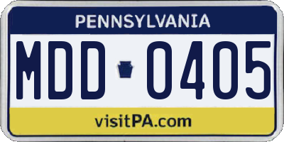 PA license plate MDD0405