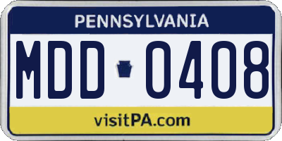 PA license plate MDD0408