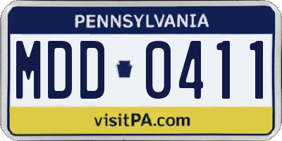 PA license plate MDD0411