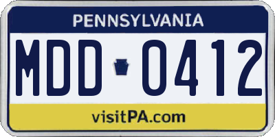 PA license plate MDD0412