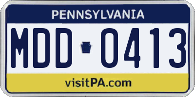 PA license plate MDD0413