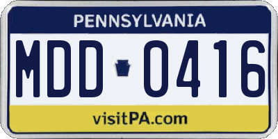 PA license plate MDD0416
