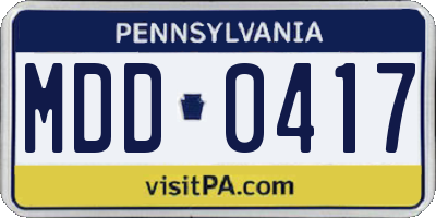 PA license plate MDD0417