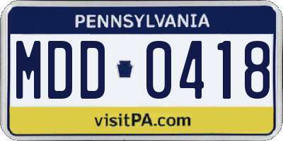 PA license plate MDD0418
