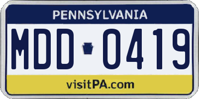 PA license plate MDD0419