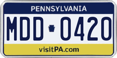 PA license plate MDD0420