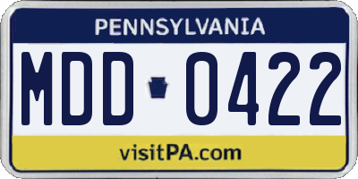 PA license plate MDD0422