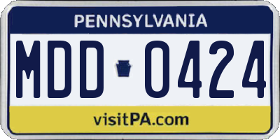 PA license plate MDD0424
