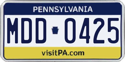 PA license plate MDD0425