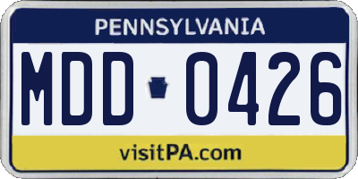 PA license plate MDD0426