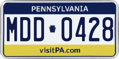 PA license plate MDD0428