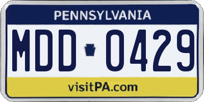 PA license plate MDD0429