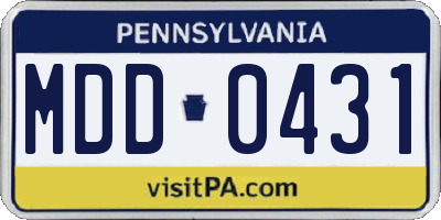 PA license plate MDD0431