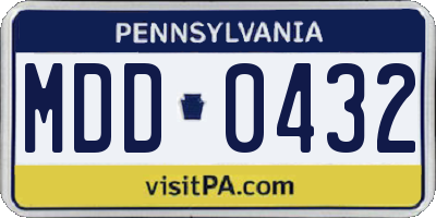 PA license plate MDD0432
