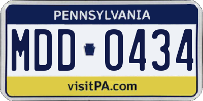 PA license plate MDD0434