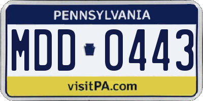 PA license plate MDD0443