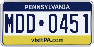 PA license plate MDD0451