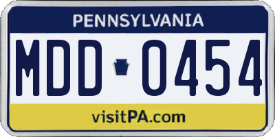PA license plate MDD0454
