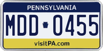 PA license plate MDD0455