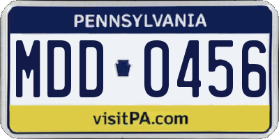 PA license plate MDD0456