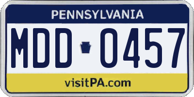PA license plate MDD0457