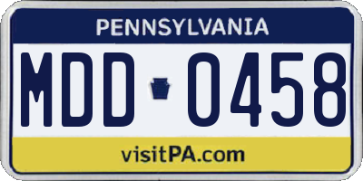 PA license plate MDD0458