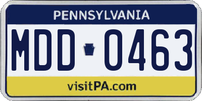 PA license plate MDD0463